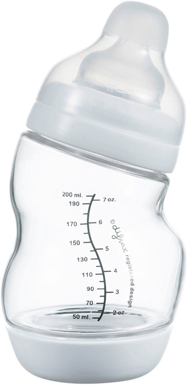 Difrax babyfles breed glas - 200 ml - wit - 1 stuk - s-fles - anti koliek