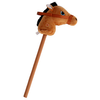 Afbeelding laden in galerijviewer, Pluchiez stokpaardje pluche 70 cm bruin speelgoed paard.
