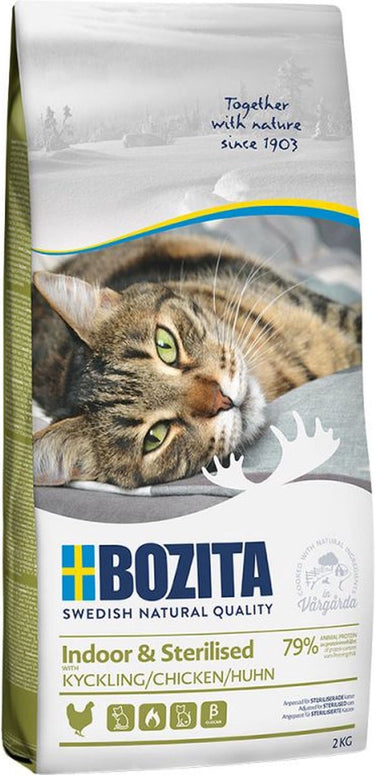 Bozita indoor sterilised serie - graanvrije droogvoer - ren - 2kg
