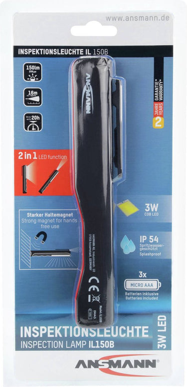 Ansmann 1600-0211 il150b penlight werkt op batterijen led 185 mm rood, zwart
