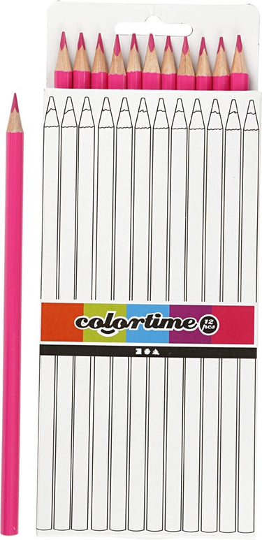 Colortime driehoekige kleurpotloden - roze, 12st.
