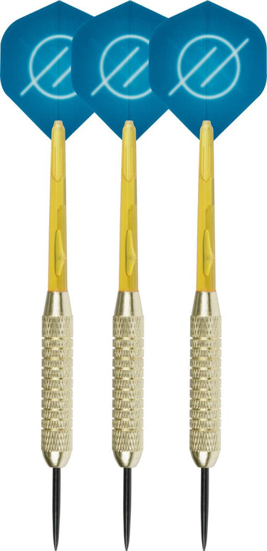 Faver dartpijlenset compleet - reserve shafts - brass coated - blauw - 22 gram