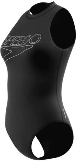 Speedo endurance+ logo hydrasuit 1 piece dames sportbadpak - kleurvast badpak dames - chloorbestendig zwempak dames - sportbadpak dames met ritssluiting - zwart wit - 46