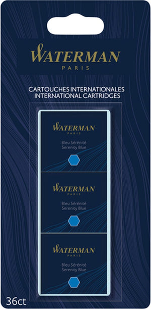 Waterman -inktpatronen | standaard formaat | serenity blue (verpakking van 36 stuks)