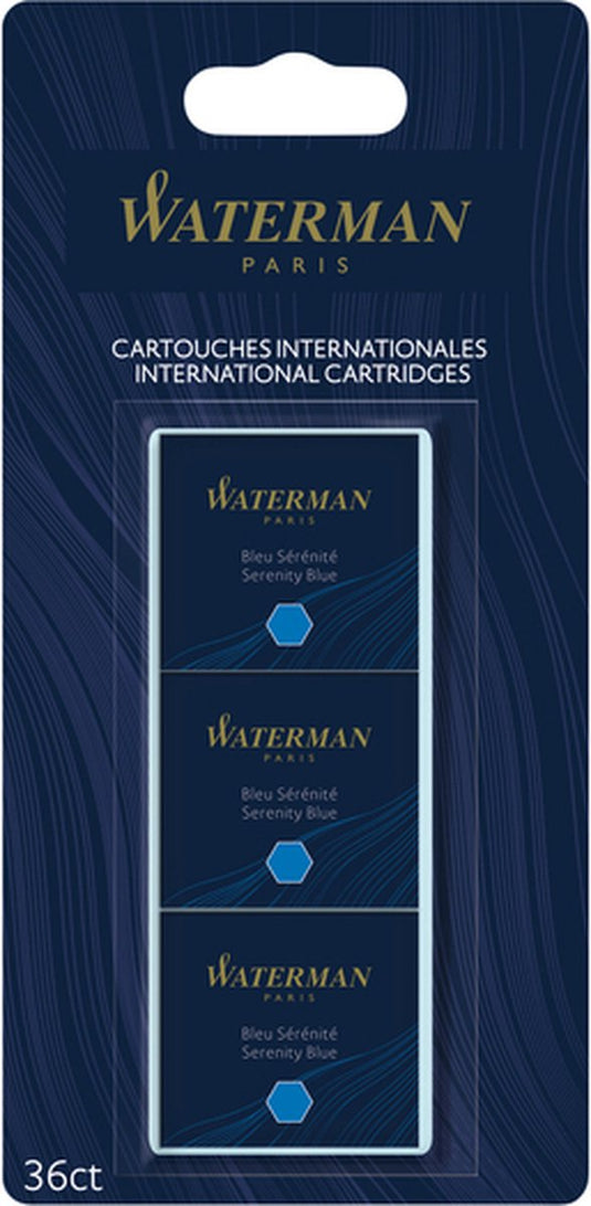 Waterman -inktpatronen | standaard formaat | serenity blue (verpakking van 36 stuks)