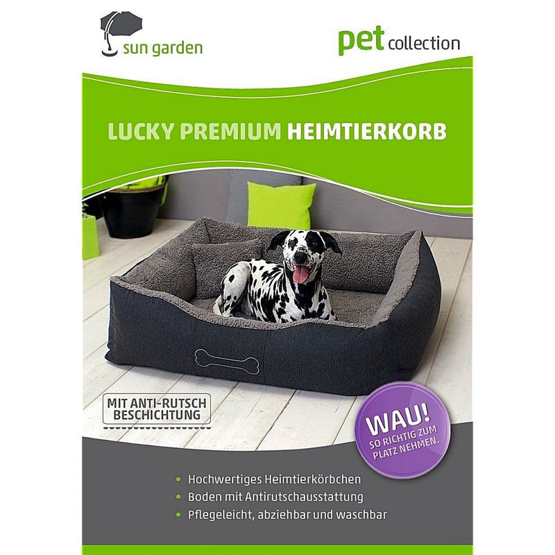 Afbeelding laden in galerijviewer, Sun garden luxe hondenmand lucky + kussen 80x70x20cm grijs
