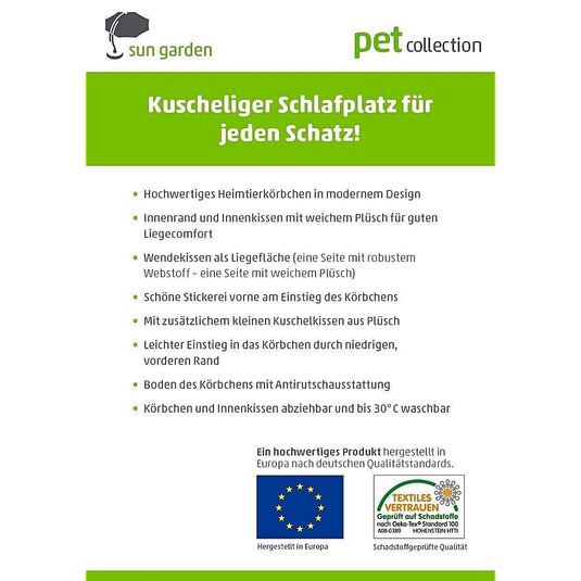 Sun garden luxe hondenmand lucky + kussen 80x70x20cm grijs
