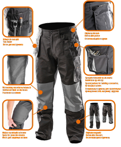 Afbeelding laden in galerijviewer, Neo tools werkbroek 2 in 1 m 50 oxford bescherming 35% katoen-65% polyester 267 gr m2 ce-en340
