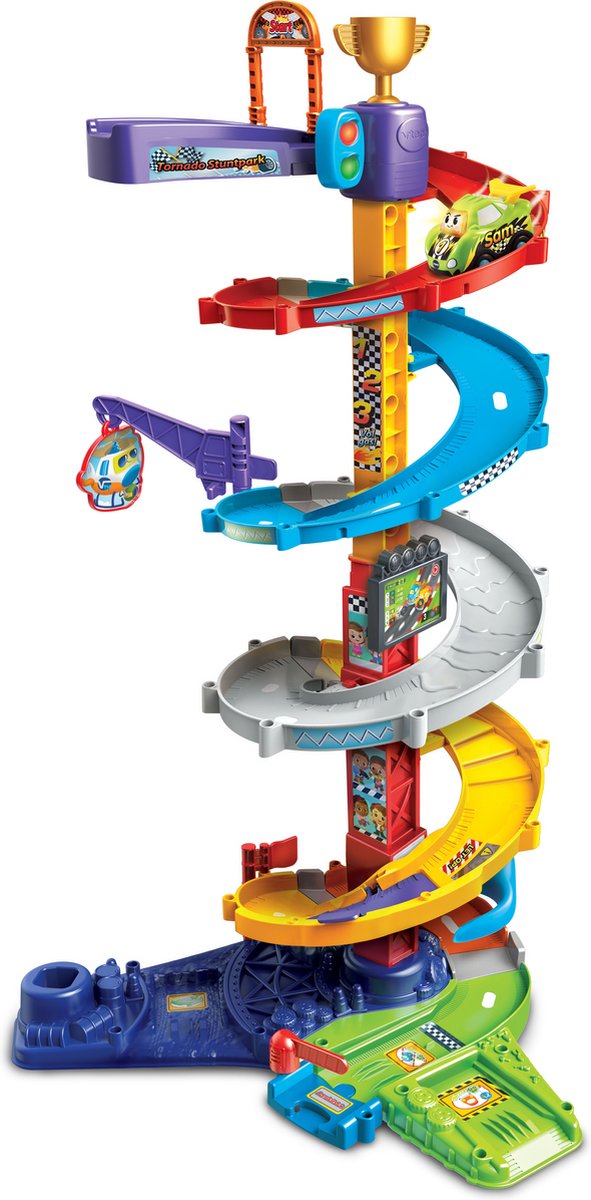 Afbeelding laden in galerijviewer, Vtech toet toet auto's tornado stuntpark - race toren autobaan met sam stuntauto - moedigt rollenspellen aan - cadeau - 1 tot 5 jaar
