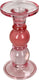 Hd collection kaarsenhouder glas roze 9x9x17,5cm