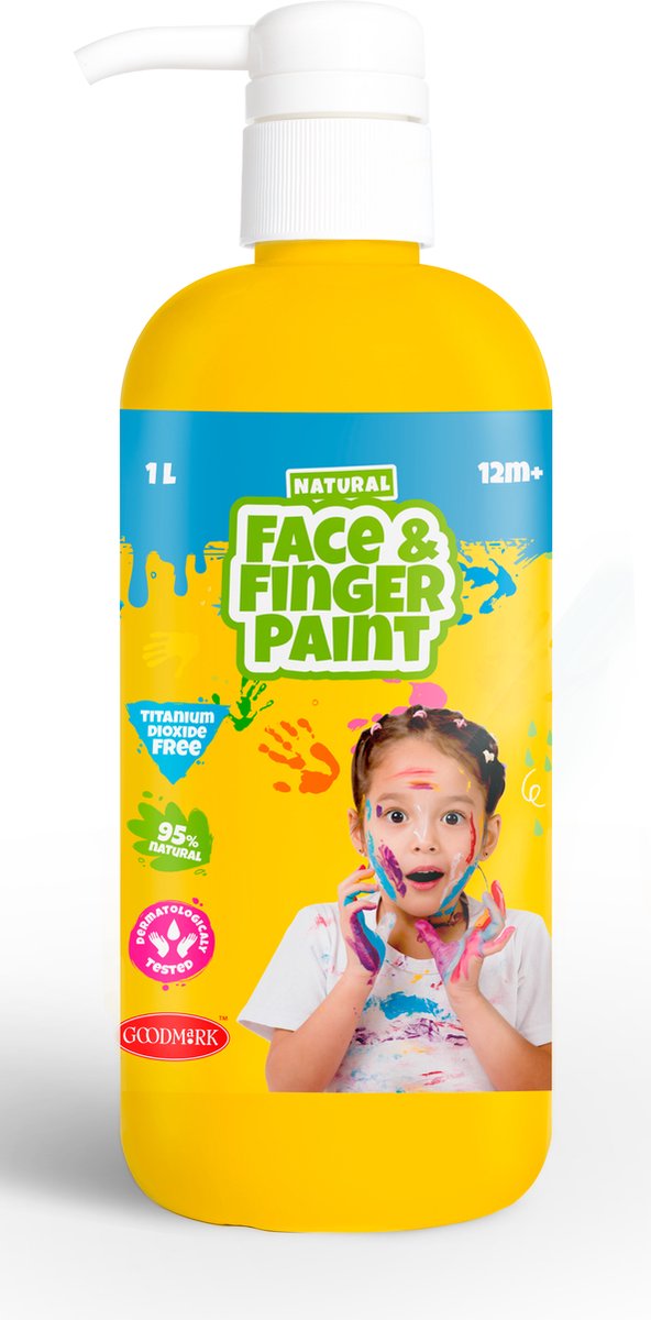 Afbeelding laden in galerijviewer, Natural face fingerpaint fles met pompje - geel, 1l - schmink
