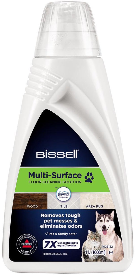 Bissell multi-surface pet vloerreinigingsmiddel 1l - geschikt voor crosswave spinwave - vloerreiniger met febreze - verwijdert huisdier vlekken en geuren - veilig voor tegels en hout - 2550