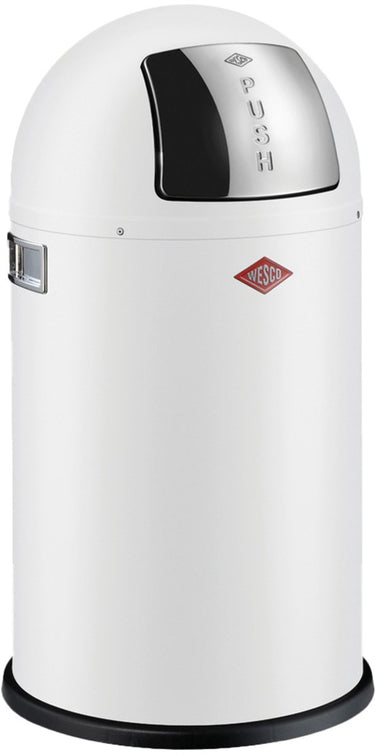 Wesco pushboy junior prullenbak | 22 liter | metaal - mat wit | vuilnisbak - made in germany