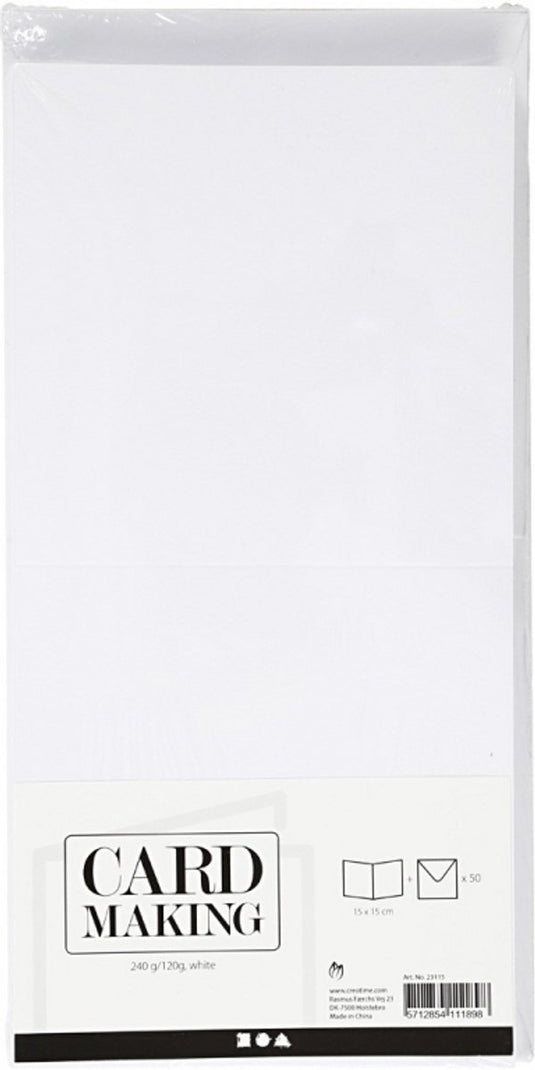 Creativ company kaarten enveloppen 15x15 cm wit 50 sets