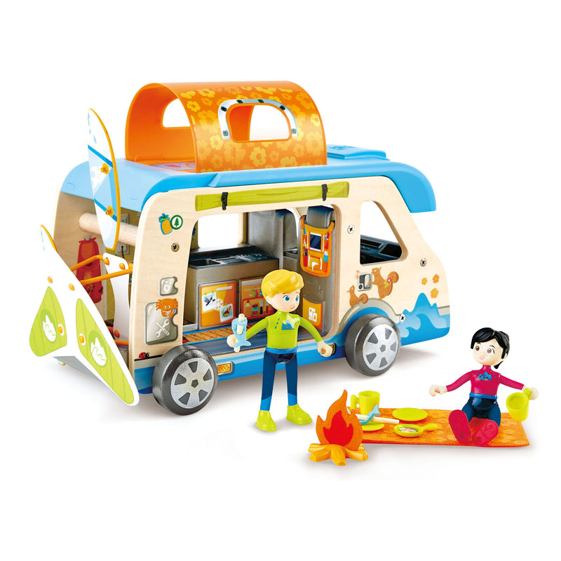 Afbeelding laden in galerijviewer, Hape houten avonturenbus poppenhuis
