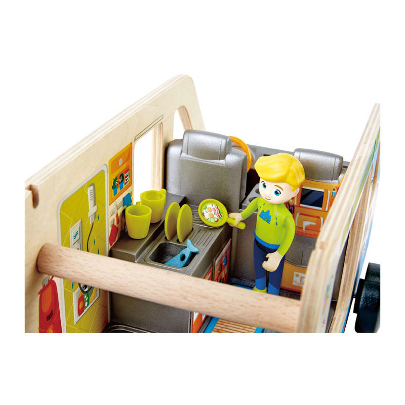 Afbeelding laden in galerijviewer, Hape houten avonturenbus poppenhuis
