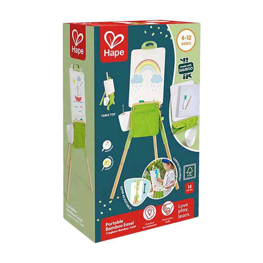 Hape draagbare bamboe schildersezel - 14dlg.