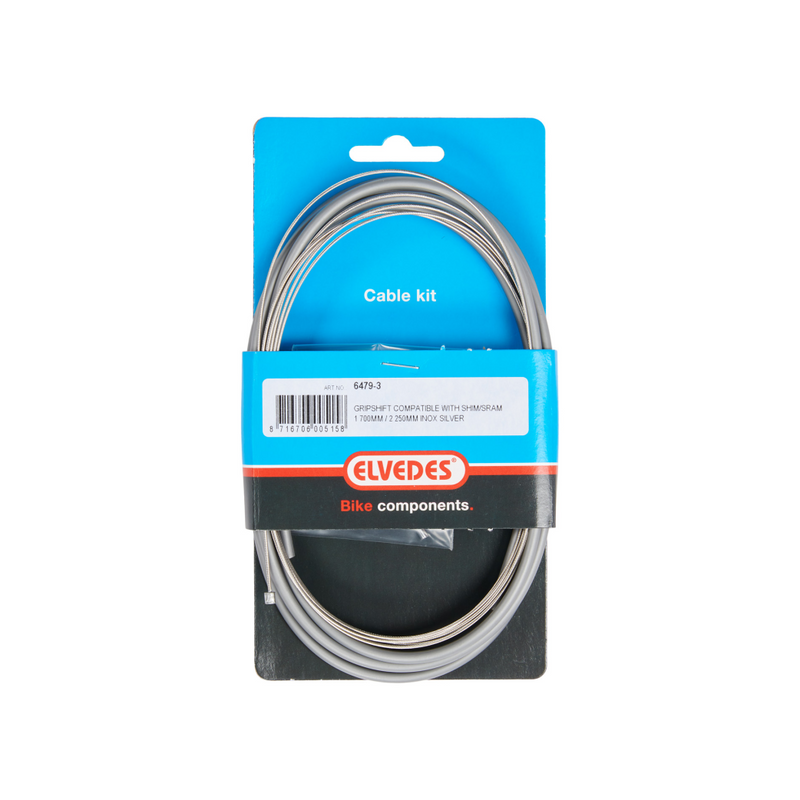 Afbeelding laden in galerijviewer, Versnellingskabelset 3-speed Elvedes Nexus 1700 2250 mm RVS - zilver (op kaart)
