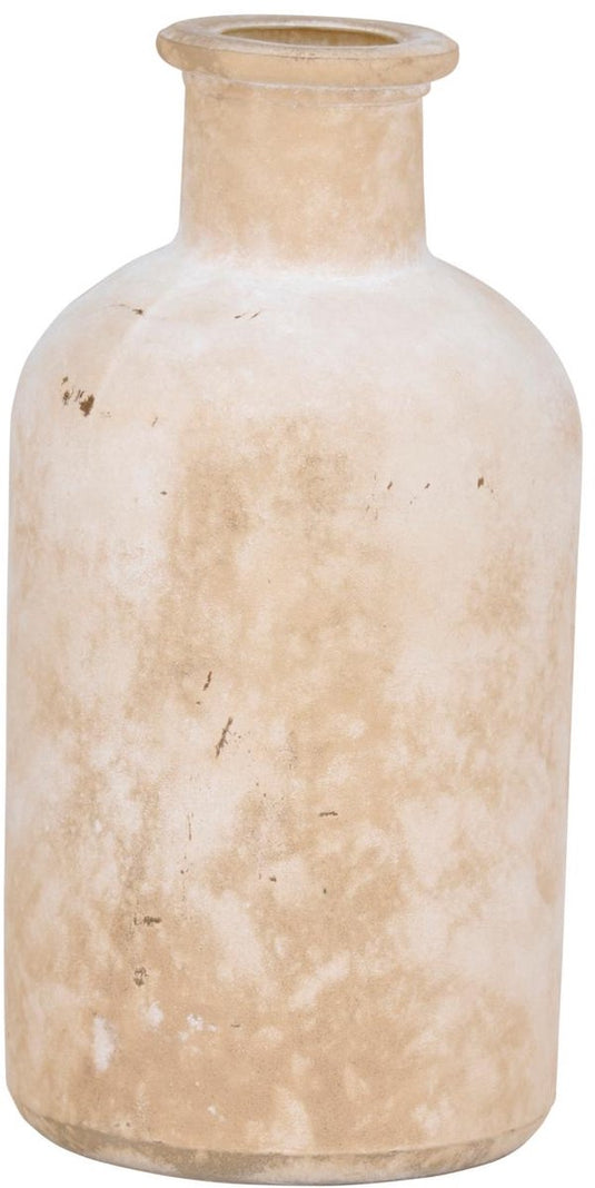 Arti casa decoratieve vaas - beige vaas voor interieur decoratie - moderne vaas voor bloemen en accessoires - ø6.5 x 13 cm - beige en wit