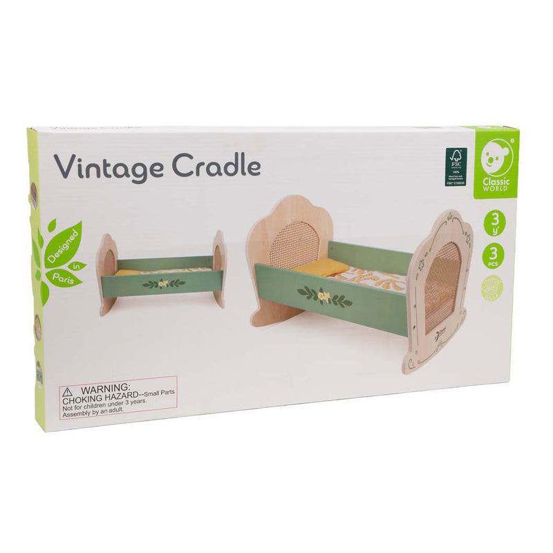 Afbeelding laden in galerijviewer, Lobbes speelgoed bv classic world vintage houten poppenwieg
