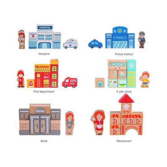 Classic world houten blokken stad, 120dlg. afmeting artikel: 64 x 43 x 15,5 cm