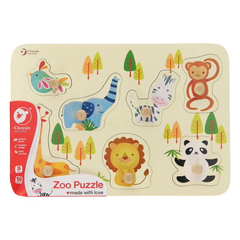 Afbeelding laden in galerijviewer, Classic world houten dierenpuzzel - educatief speelgoed met noppen.
