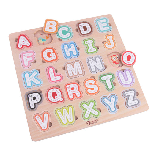 Classic world houten puzzel alfabet, 27st.