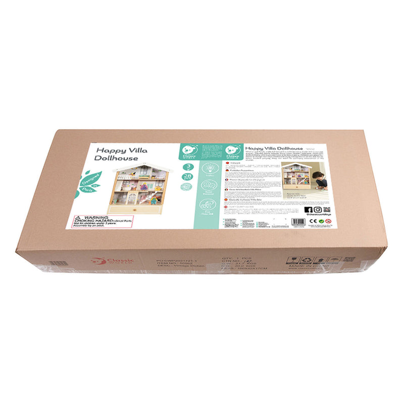 Afbeelding laden in galerijviewer, Classic world happy villa houten poppenhuis, 28dlg.
