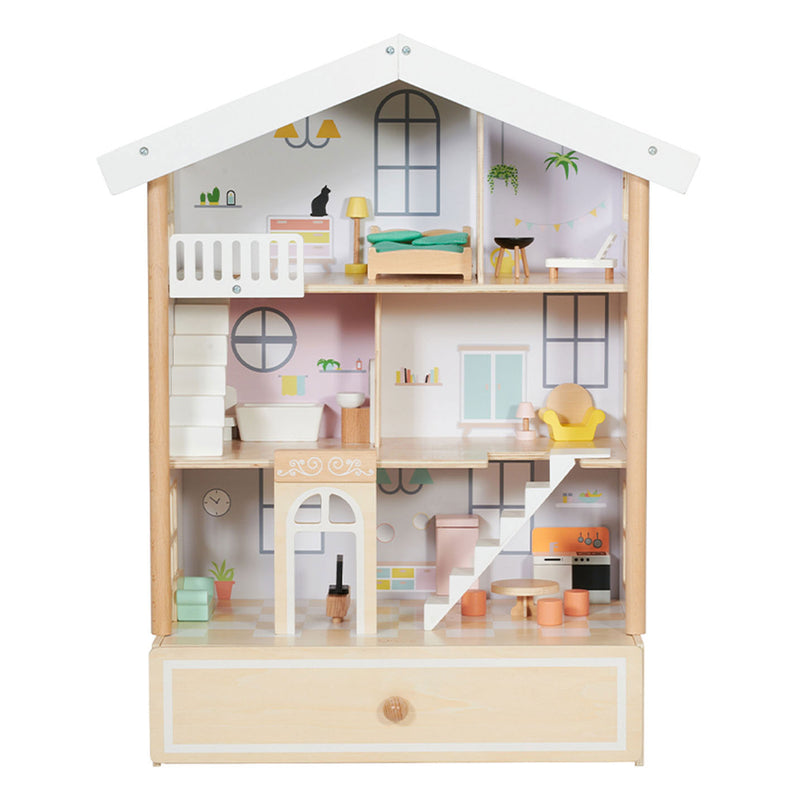 Afbeelding laden in galerijviewer, Classic world happy villa houten poppenhuis, 28dlg.
