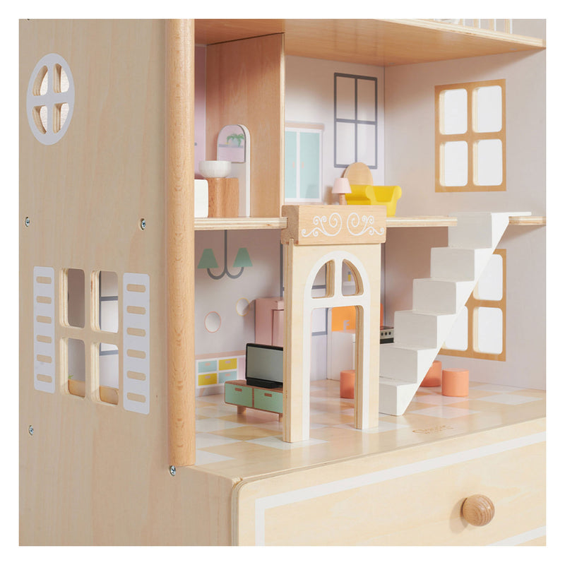 Afbeelding laden in galerijviewer, Classic world happy villa houten poppenhuis, 28dlg.
