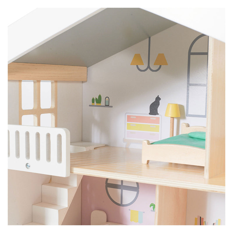 Afbeelding laden in galerijviewer, Classic world happy villa houten poppenhuis, 28dlg.
