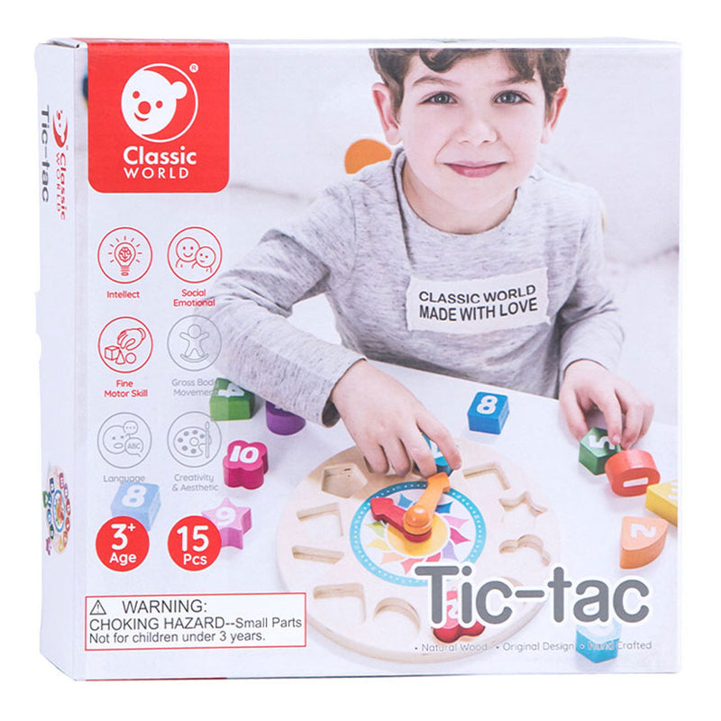 Afbeelding laden in galerijviewer, Classic world houten leerklok met vormen tic-tac, 15dlg.

