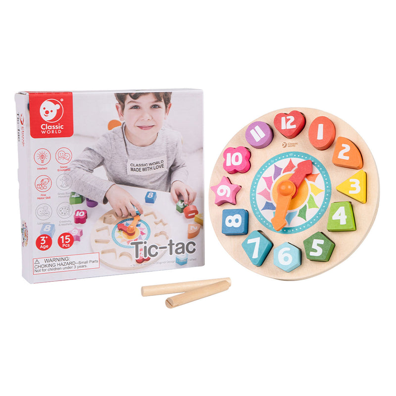 Afbeelding laden in galerijviewer, Classic world houten leerklok met vormen tic-tac, 15dlg.
