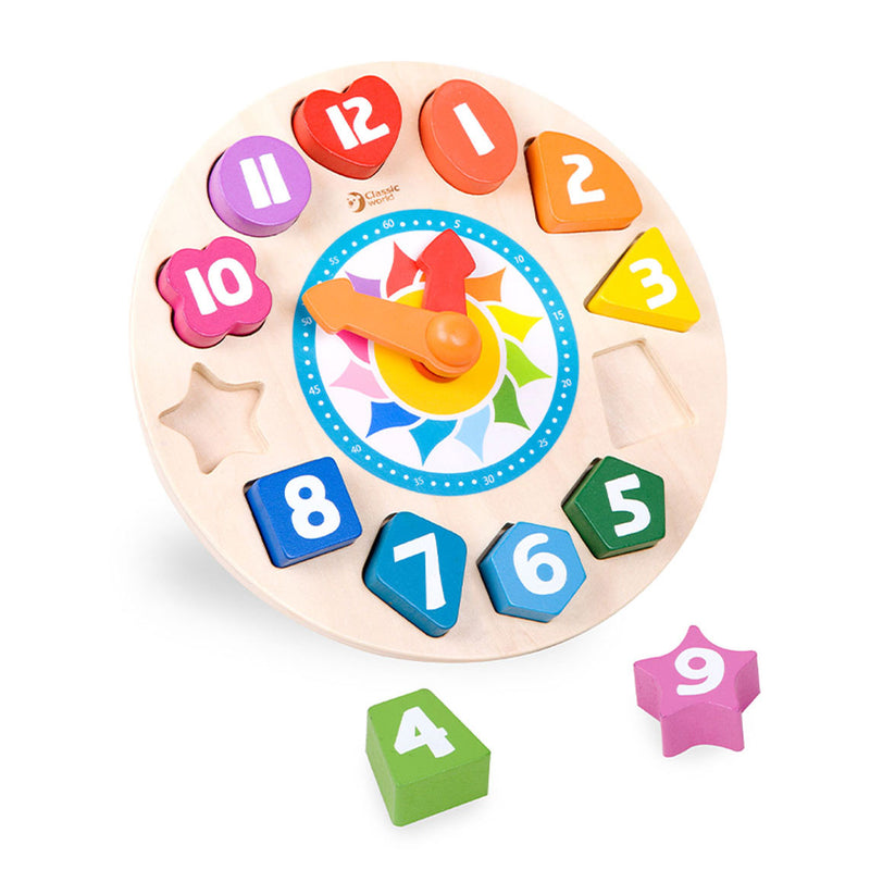 Afbeelding laden in galerijviewer, Classic world houten leerklok met vormen tic-tac, 15dlg.
