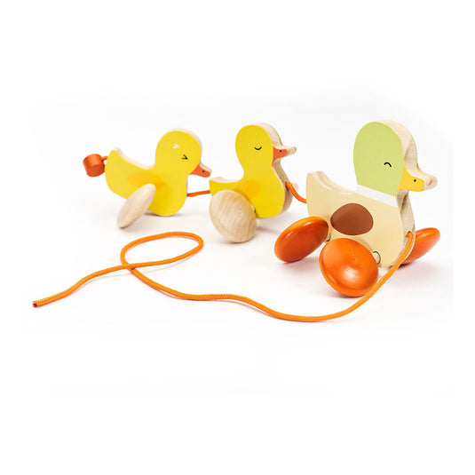 Classic world houten trekfiguur eenden - educatief peuterspeelgoed.