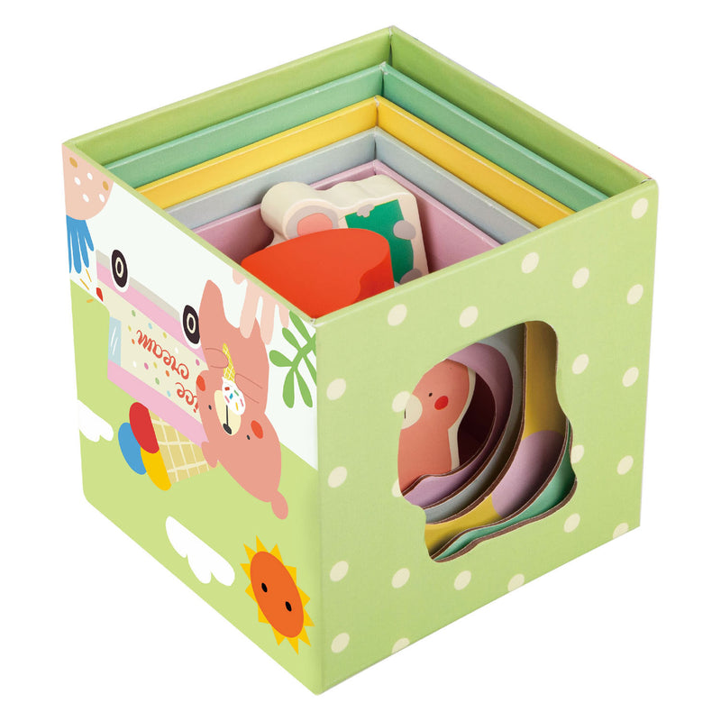 Afbeelding laden in galerijviewer, Lobbes speelgoed bv classic world stapelblokken met bosdieren, 10dlg.
