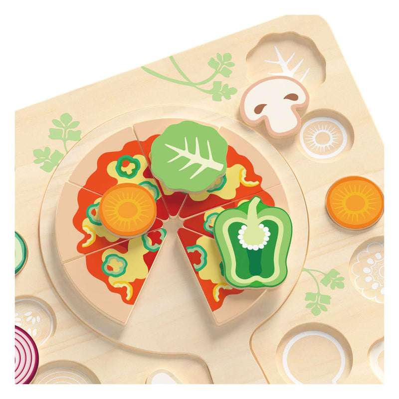 Afbeelding laden in galerijviewer, Classic world houten speelgoed vormenpuzzel pizza 22 stuks educatief.
