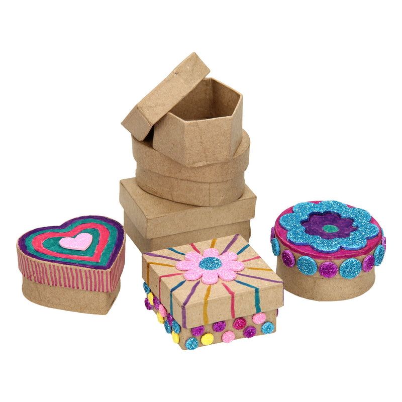 Afbeelding laden in galerijviewer, Creativ company papier mache creotime: mini doosjes 6 stuks 5x3 cm
