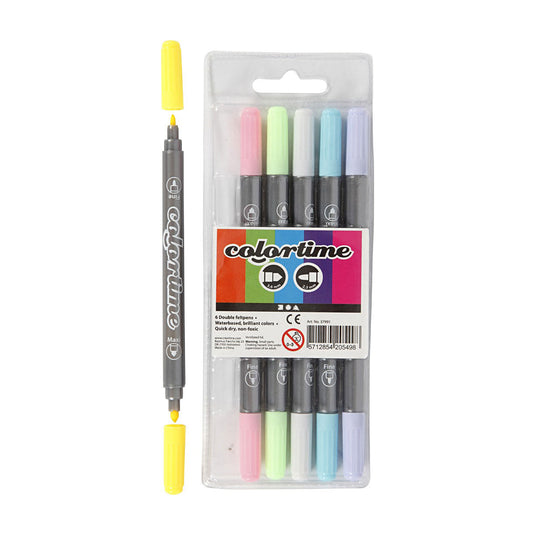 Creativ company dubbelzijdige stiften - pastelkleuren, 6st.
