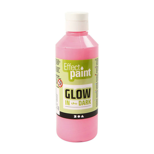 Creativ company glow in the dark verf - lichtrood, 250ml