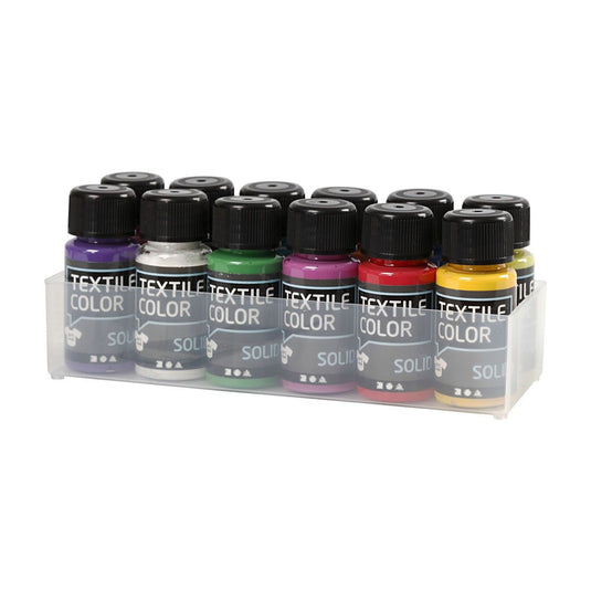 Creativ company dekkende textielverf - set van 12 kleuren, 50ml