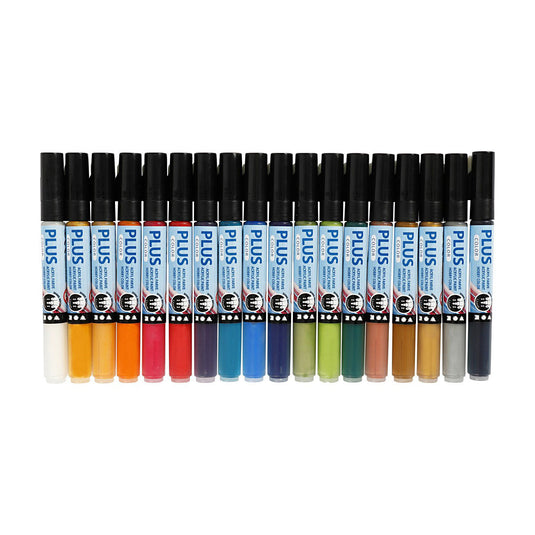 Creativ company https: www.cchobby.nl plus-color-marker-l-14-5-cm-lijndikte-1-2-mm-diverse-kleuren-5-5-ml-18-stuk-1-doos