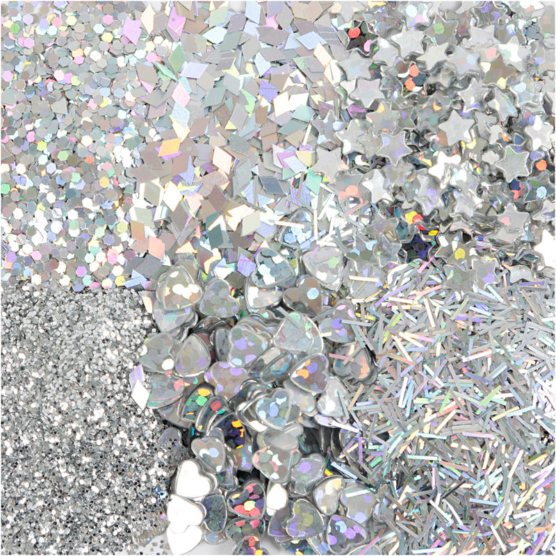 Afbeelding laden in galerijviewer, Creativ Company Glitter en Pailletten Zilver, 6x5gr
