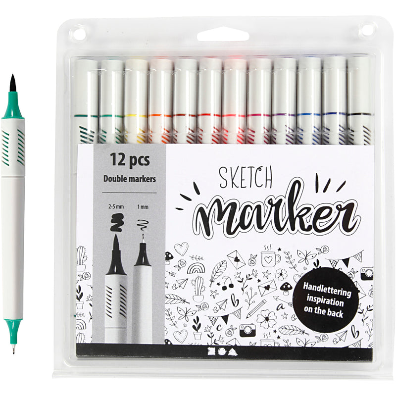 Afbeelding laden in galerijviewer, Creativ company https: www.cchobby.nl tekenstiften-lijndikte-1-2-5-mm-standaardkleuren-12-stuk-1-doos
