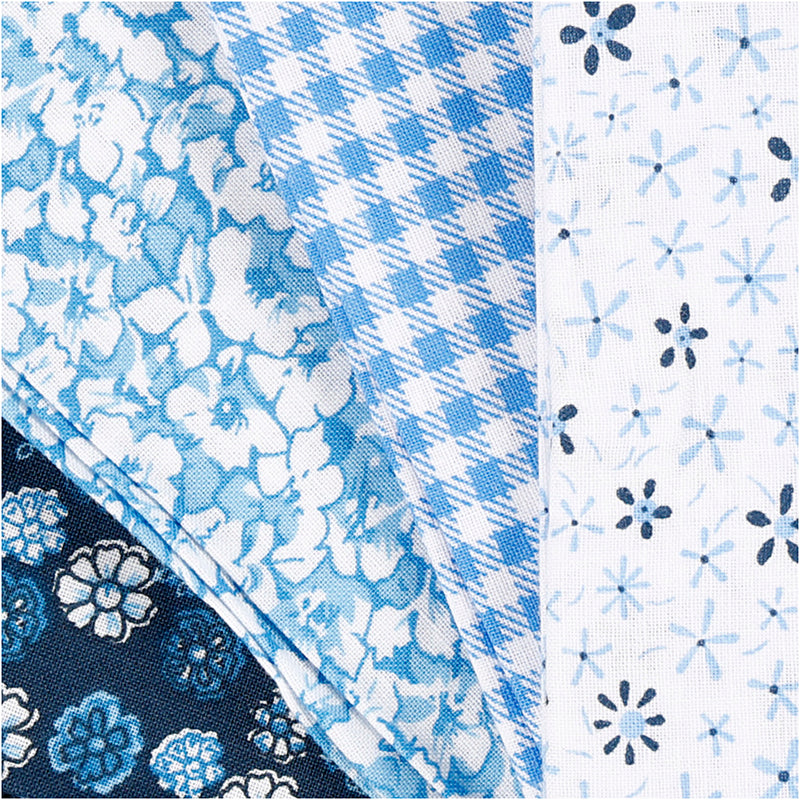 Afbeelding laden in galerijviewer, Creativ company patchwork stof blauw 45x55cm, 4st.
