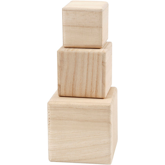 Creativ company houten kubussen, set van 3