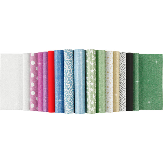 Creativ company glitterpapier blok a4 150gr, 30 vellen
