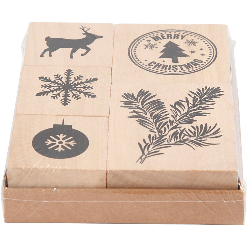 Afbeelding laden in galerijviewer, Creativ company houten stempelset kerstmis, 5dlg.

