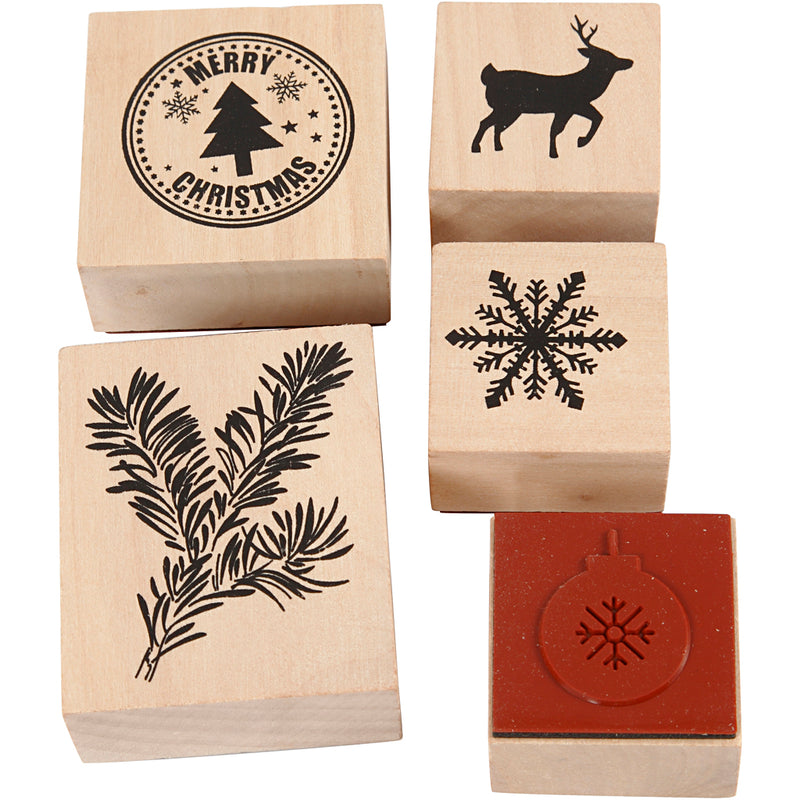 Afbeelding laden in galerijviewer, Creativ company houten stempelset kerstmis, 5dlg.
