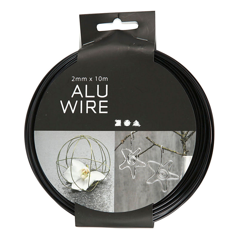 Afbeelding laden in galerijviewer, Creativ company https: www.cchobby.nl alu-draad-rond-dikte-2-mm-zwart-10-m-1-rol
